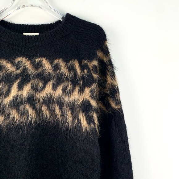 Celine Black Alpaca Wool Long-Sleeved Knitted Sweater With Animal Print Detail S - Picture 6 of 7